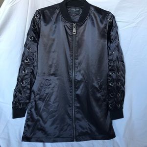 Lace Up Long Bomber Jacket